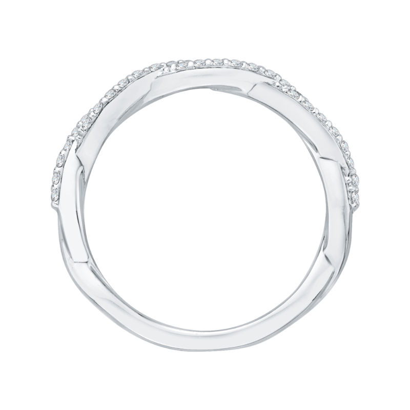 Round Diamond Criss-Cross Half-Eternity Wedding Band in 14K White Gold