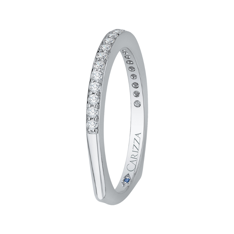 Euro Shank Round Diamond Wedding Band in 14K White Gold