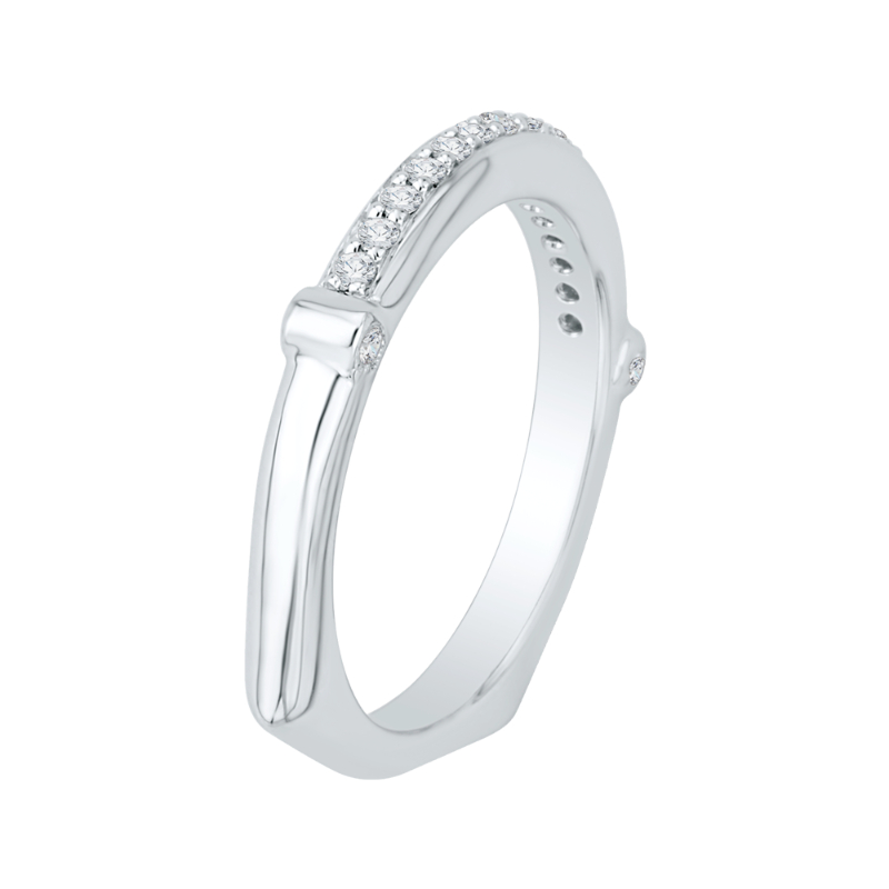 Round Diamond Wedding Band in 14K White Gold