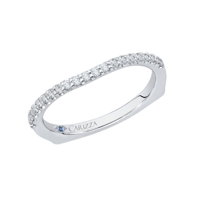 Euro Shank Round Diamond Wedding Band in 14K White Gold