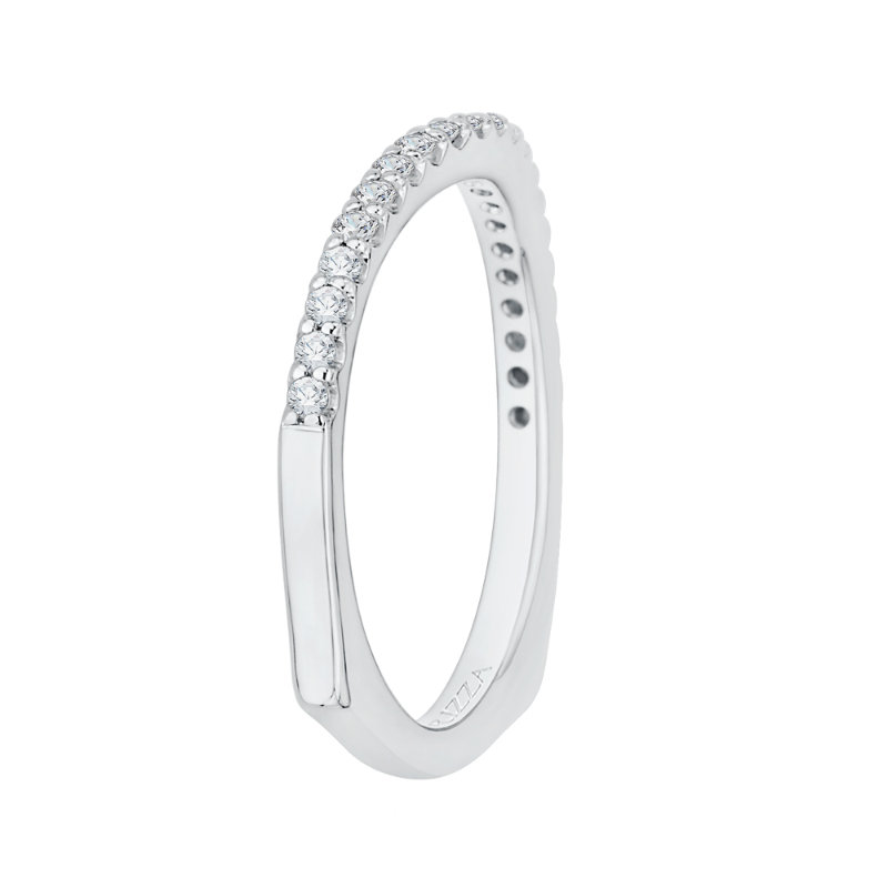 Euro Shank Round Diamond Wedding Band in 14K White Gold
