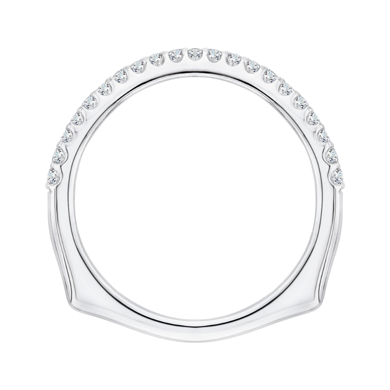Euro Shank Round Diamond Wedding Band in 14K White Gold