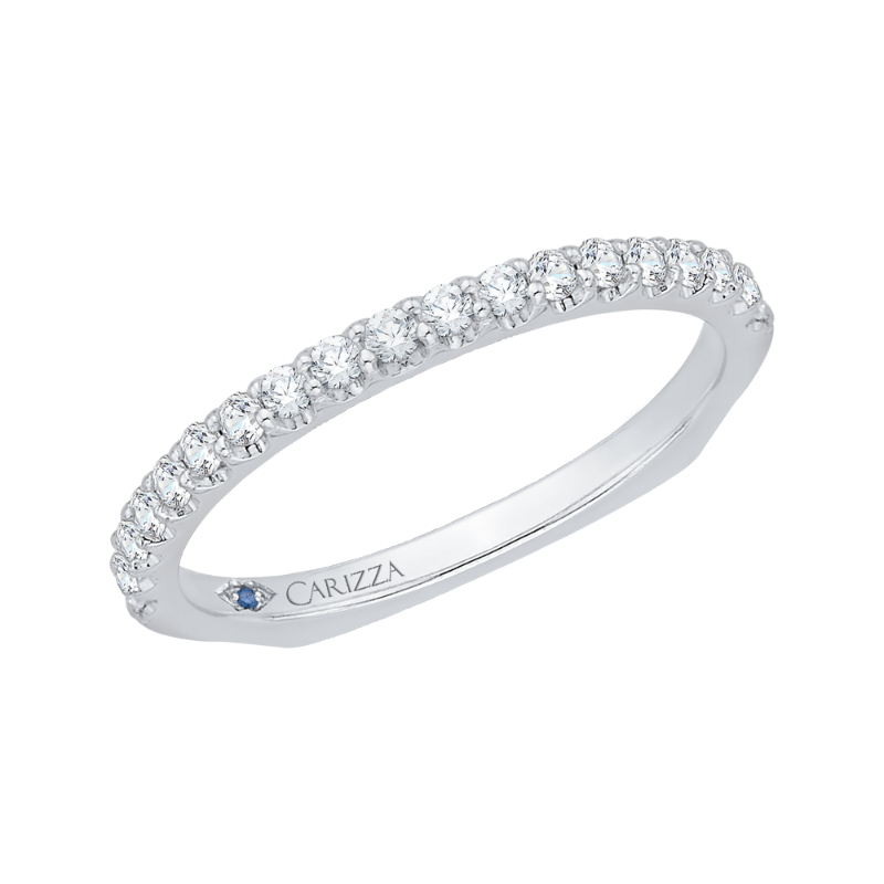 Euro Shank Round Diamond Wedding Band in 14K White Gold