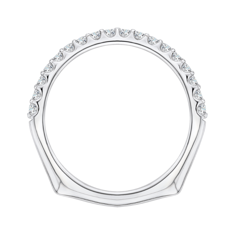 Euro Shank Round Diamond Wedding Band in 14K White Gold