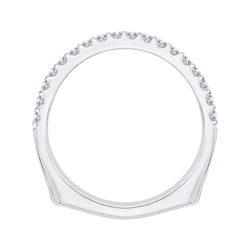 Round Diamond Half-Eternity Wedding Band in 14K White Gold