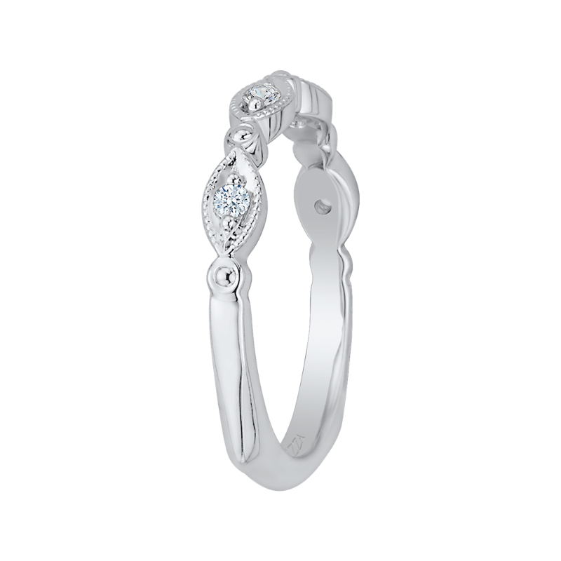 Euro Shank Round Diamond Wedding Band in 14K White Gold