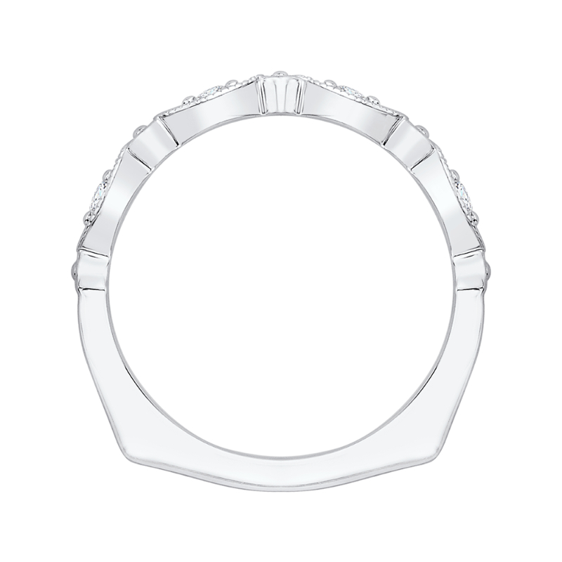 Euro Shank Round Diamond Wedding Band in 14K White Gold