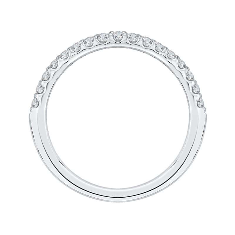 Round Diamond Half-Eternity Wedding Band in 14K White Gold