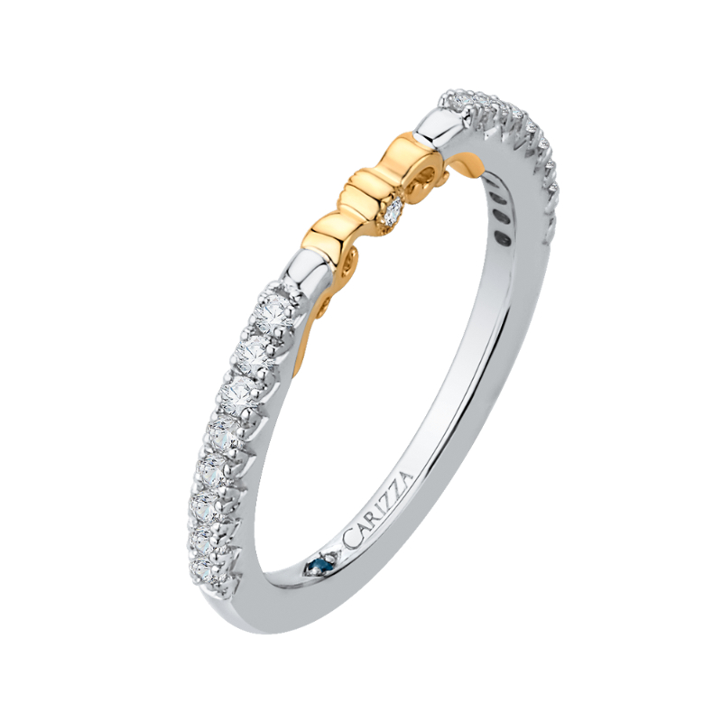 Round Diamond Wedding Band in 14K Two Tone Gold