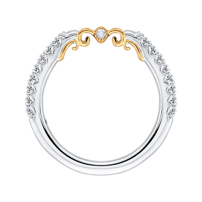 Round Diamond Wedding Band in 14K Two Tone Gold