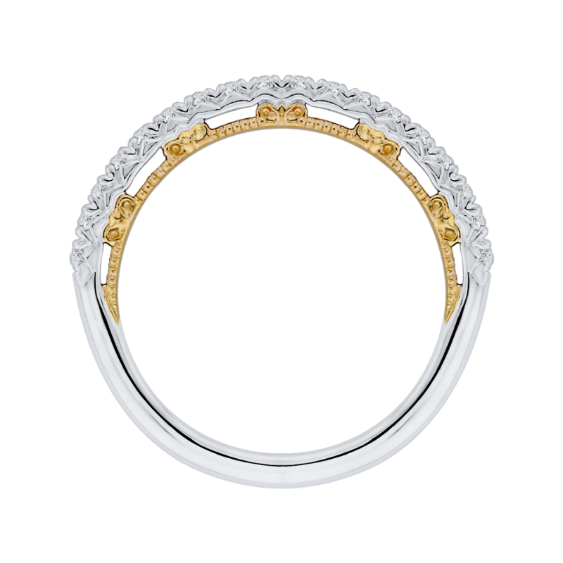 Round Diamond Half-Eternity Wedding Band in 14K Two Tone Gold