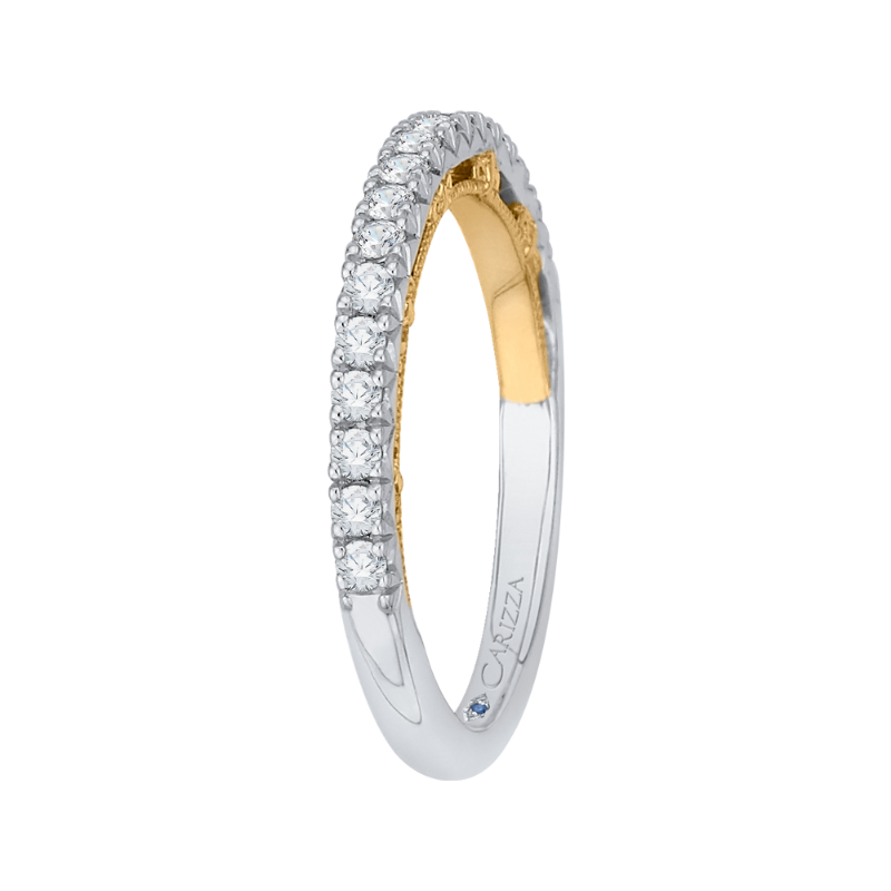 Round Diamond Half-Eternity Wedding Band in 14K Two Tone Gold