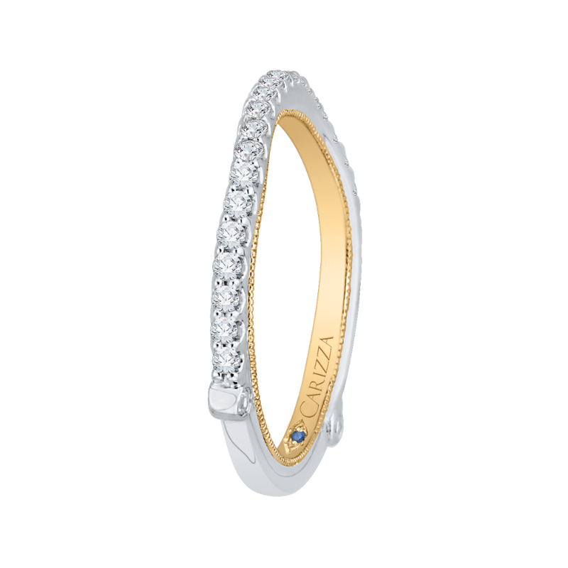 Round Diamond Wedding Band in 14K Two Tone Gold