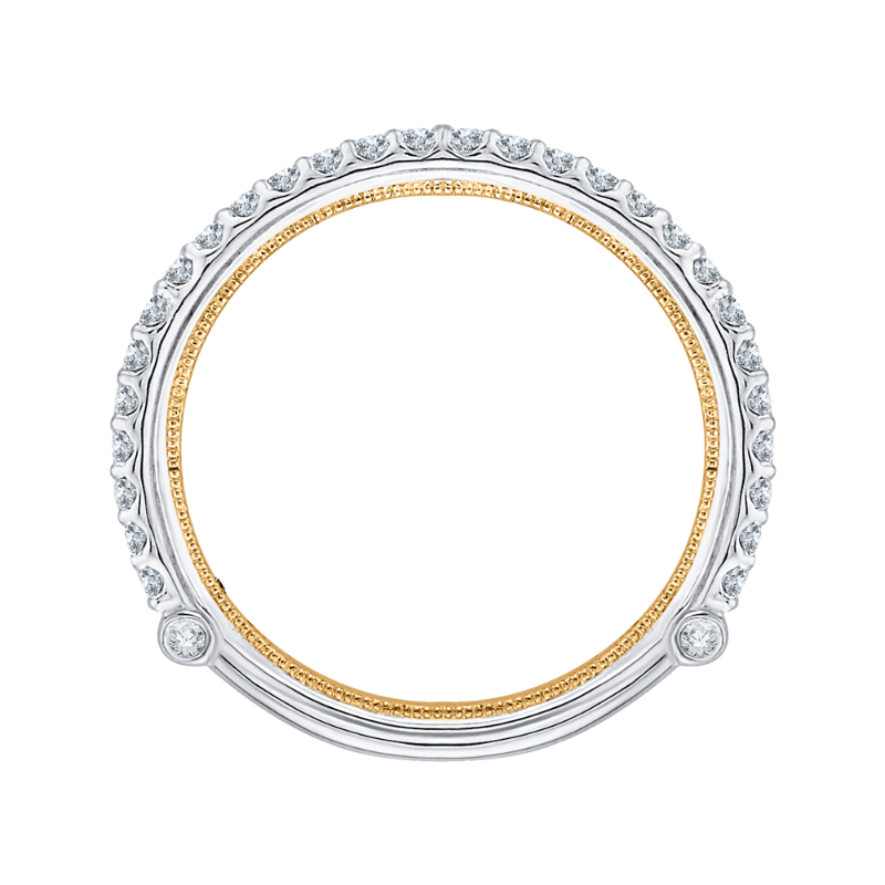 Round Diamond Wedding Band in 14K Two Tone Gold