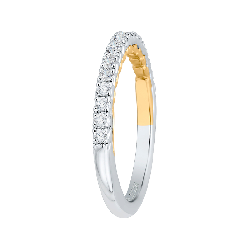 Round Diamond Half-Eternity Wedding Band in 14K Two Tone Gold