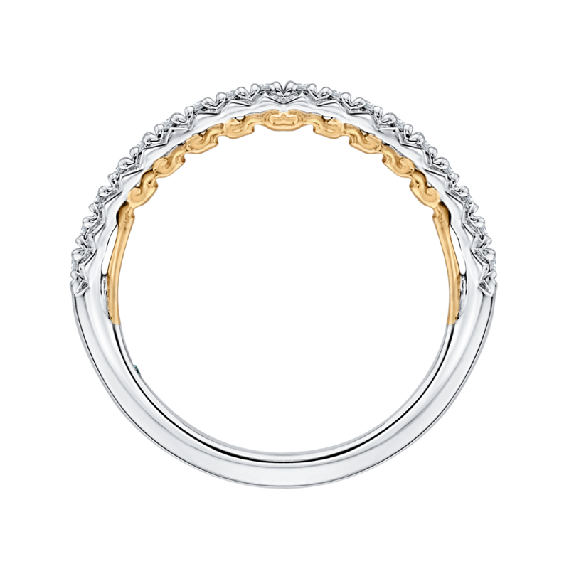 Round Diamond Half-Eternity Wedding Band in 14K Two Tone Gold