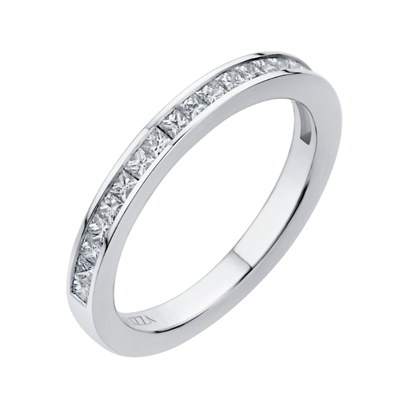 Princess Cut Diamond Half-Eternity Wedding Band in 14K White Gold