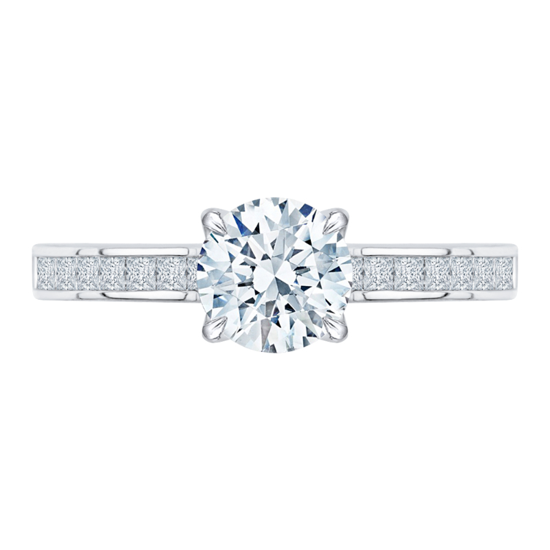 Cut Round Diamond Cathedral Style Engagement Ring in 14K White Gold (Semi-Mount)