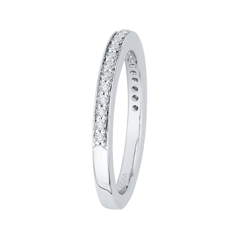 Round Diamond Half-Eternity Wedding Band in 14K White Gold