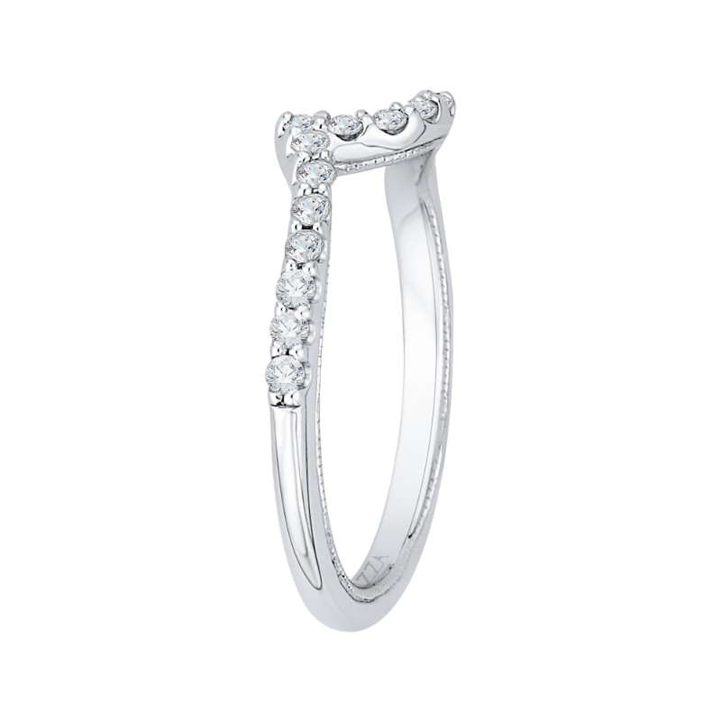 Round Diamond Half-Eternity Wedding Band in 14K White Gold