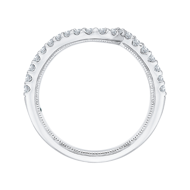 Round Diamond Half-Eternity Wedding Band in 14K White Gold
