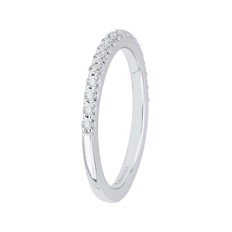 Round Diamond Half-Eternity Wedding Band in 14K White Gold