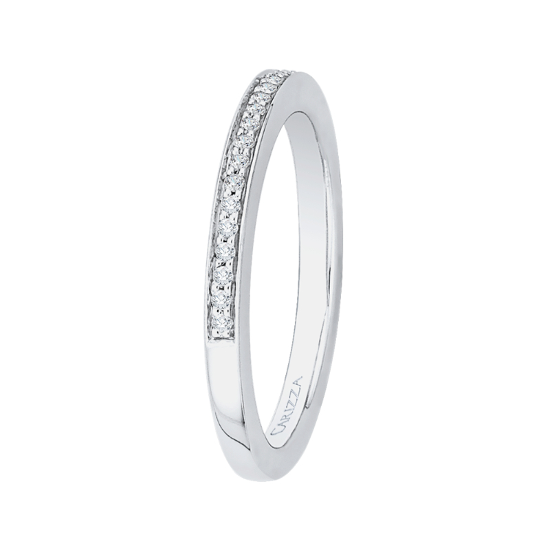 Round Diamond Half-Eternity Wedding Band in 14K White Gold