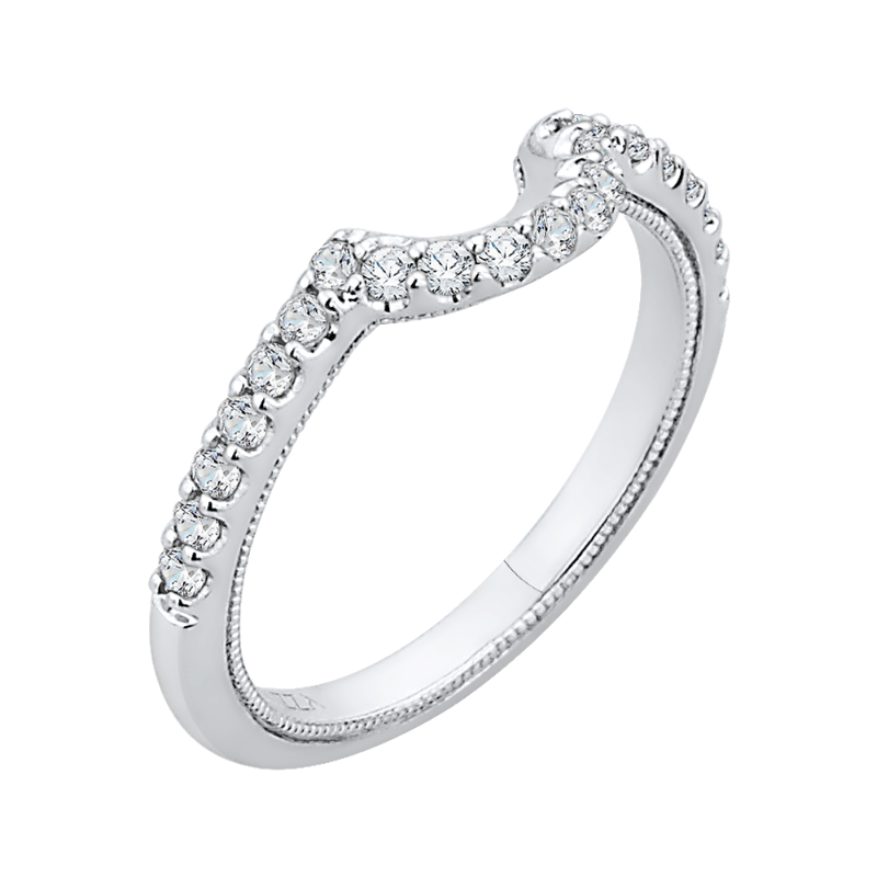 Round Diamond Half-Eternity Wedding Band in 14K White Gold