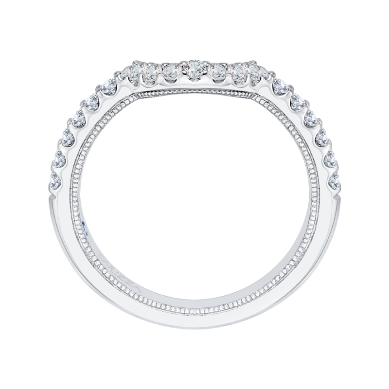 Round Diamond Half-Eternity Wedding Band in 14K White Gold