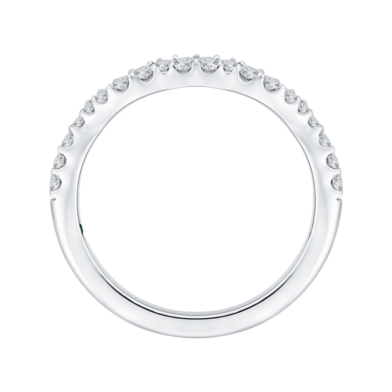 Round Diamond Half-Eternity Wedding Band in 14K White Gold