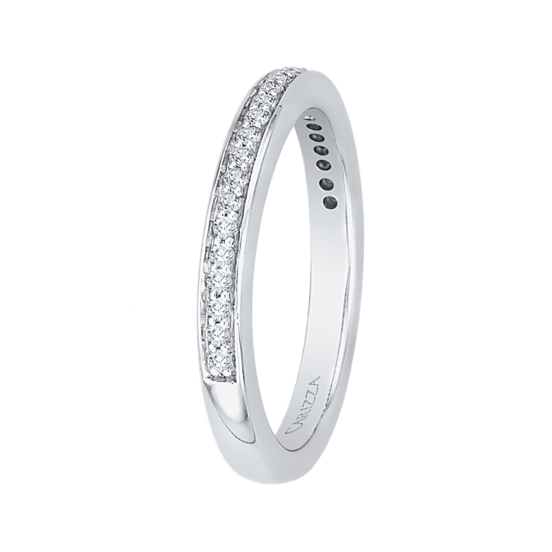 Round Diamond Half-Eternity Wedding Band in 14K White Gold