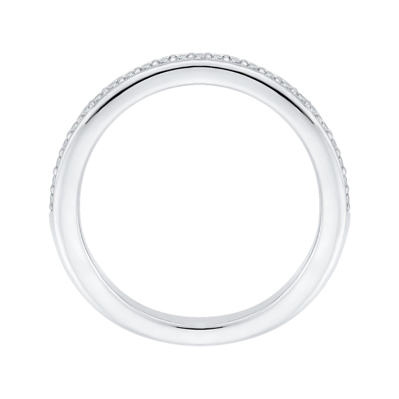 Round Diamond Half-Eternity Wedding Band in 14K White Gold