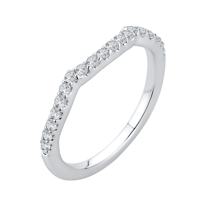 Round Diamond Half-Eternity Wedding Band in 14K White Gold