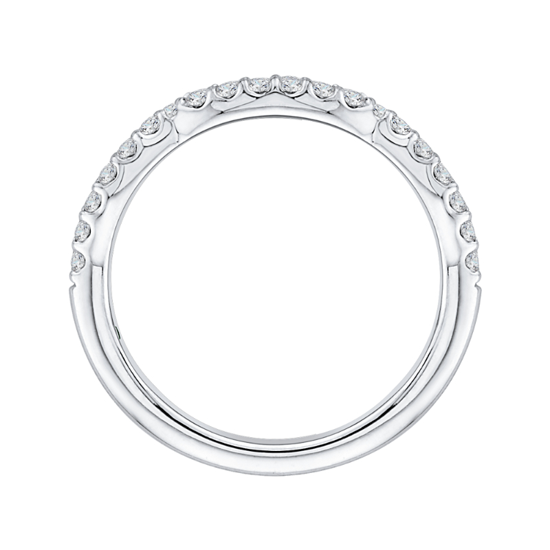 Round Diamond Half-Eternity Wedding Band in 14K White Gold
