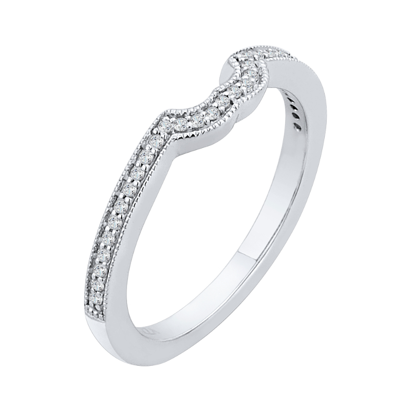 Round Diamond Half-Eternity Wedding Band in 14K White Gold