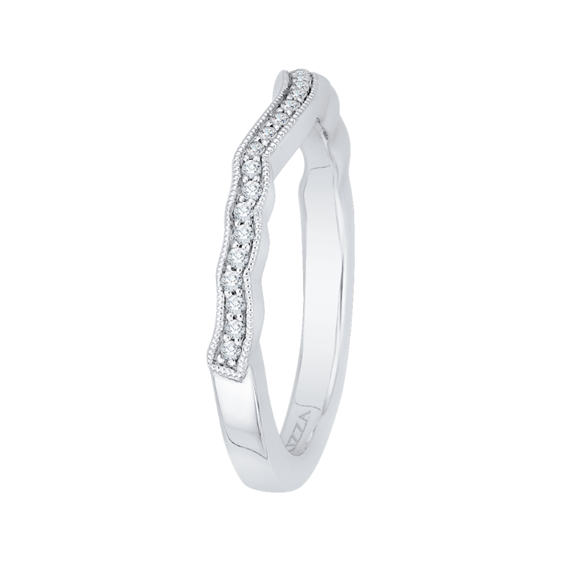 Round Diamond Half-Eternity Wedding Band in 14K White Gold