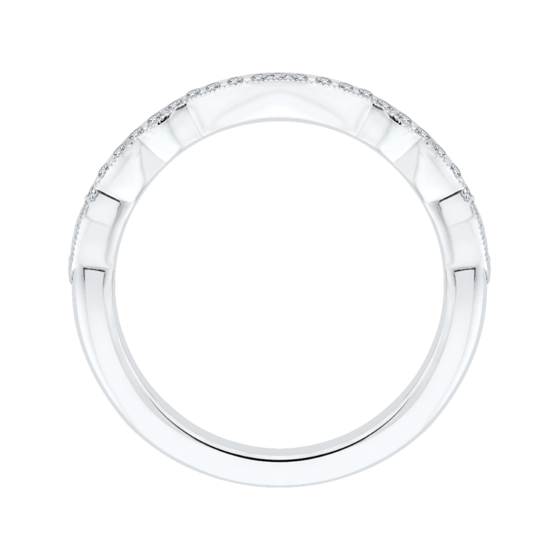 Round Diamond Half-Eternity Wedding Band in 14K White Gold