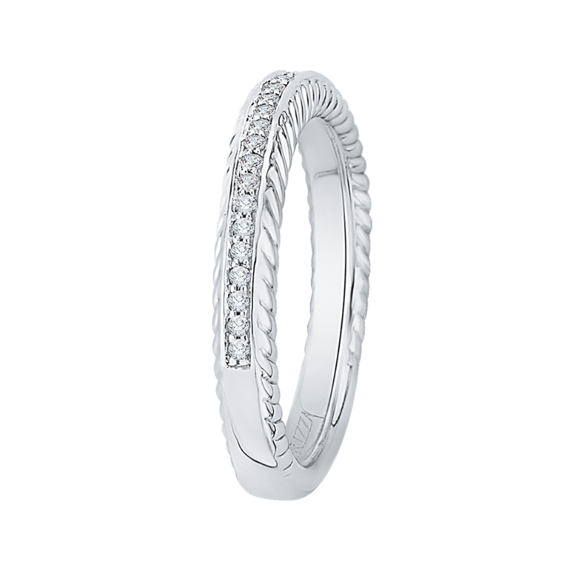 Round Diamond Half-Eternity Wedding Band in 14K White Gold