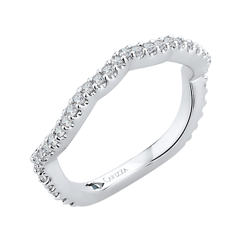 Round Diamond Wedding Band in 14K White Gold