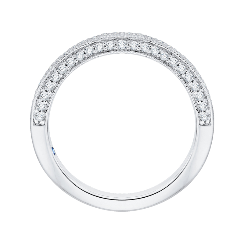 Round Diamond Half-Eternity Wedding Band in 14K White Gold