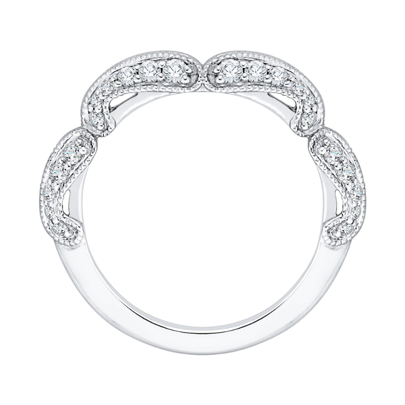 Round Diamond Half-Eternity Wedding Band in 14K White Gold