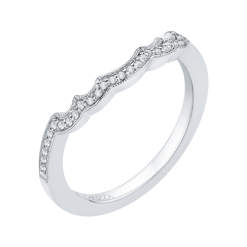 Round Diamond Half-Eternity Wedding Band in 14K White Gold