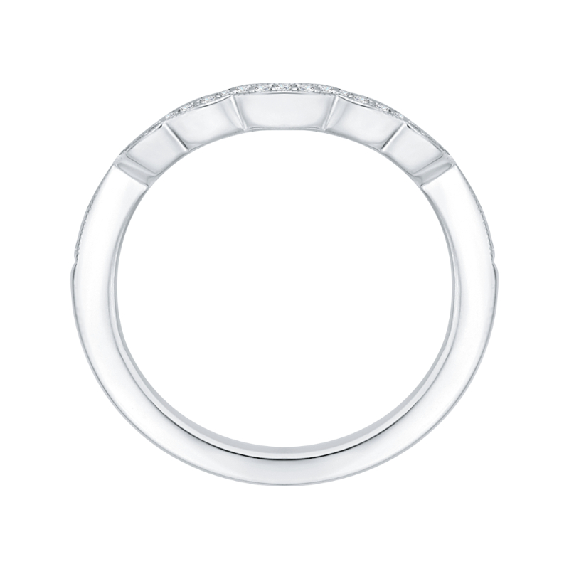 Round Diamond Half-Eternity Wedding Band in 14K White Gold