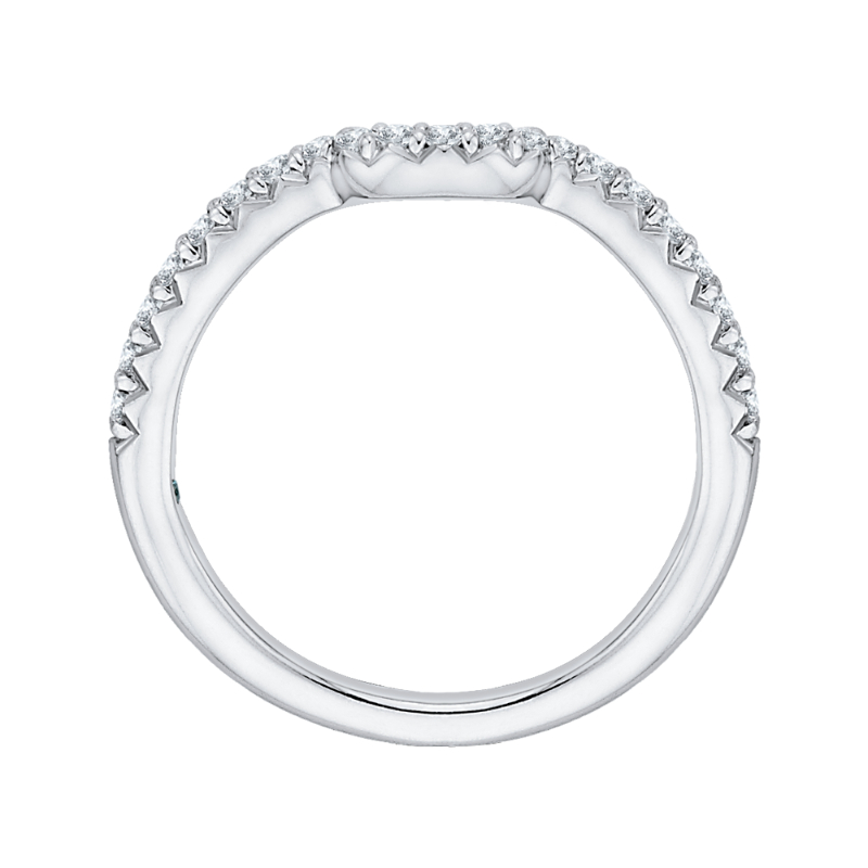Round Diamond Half-Eternity Wedding Band in 14K White Gold