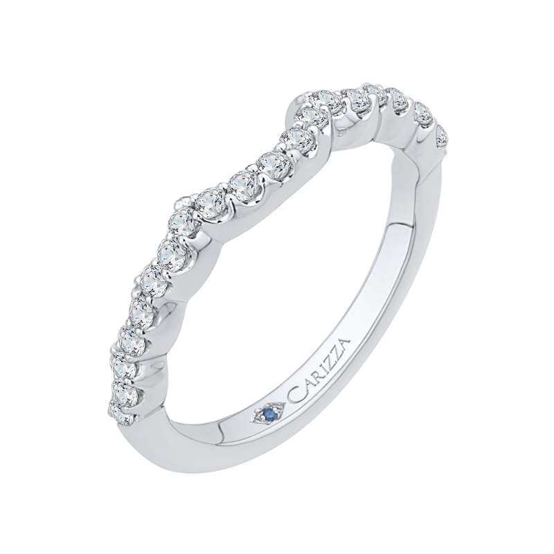 Round Diamond Half-Eternity Wedding Band in 14K White Gold