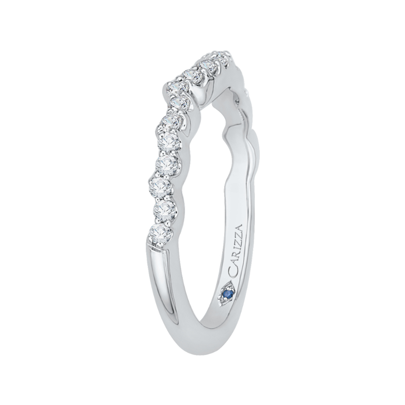 Round Diamond Half-Eternity Wedding Band in 14K White Gold