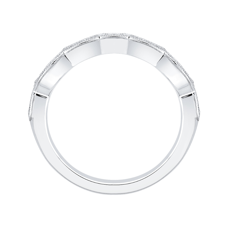 Round Diamond Half-Eternity Wedding Band in 14K White Gold