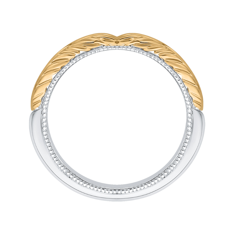 Plain Wedding Band in 14K Two Tone Gold