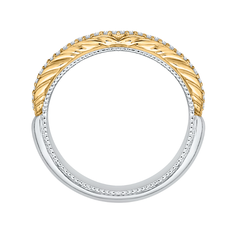 Round Diamond Wedding Band in 14K Two Tone Gold