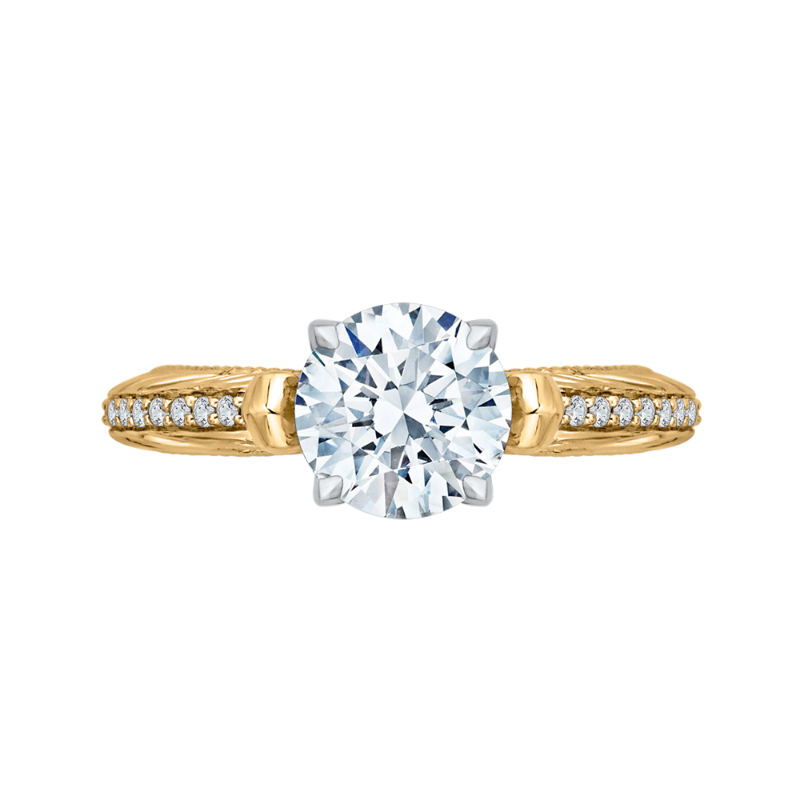 Round Diamond Engagement Ring in 14K Two Tone Gold (Semi-Mount)
